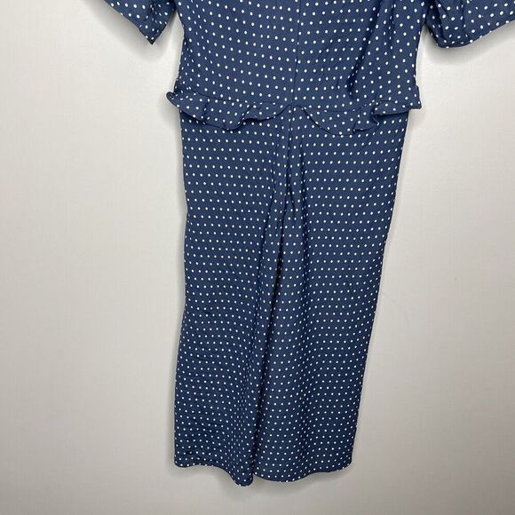 MADEWELL Mini Dress Women 0 Blue Polka Dot Ruffle NEW Puff Sleeve NP106 - Picture 12 of 16